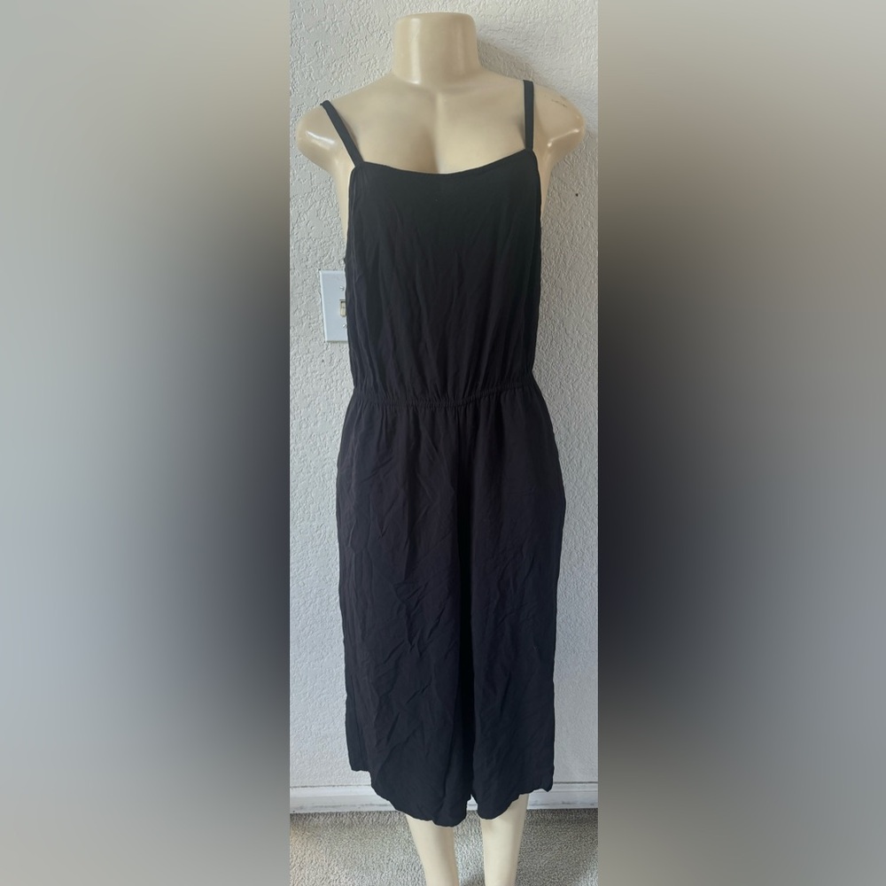 Gap black ankle flare jumpsuit summer medium stretchy casual elegant